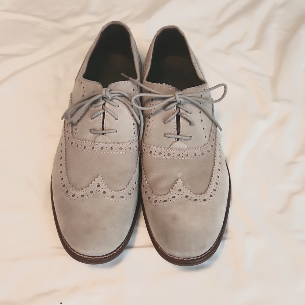 John Varavatos Gray Suede Oxfords